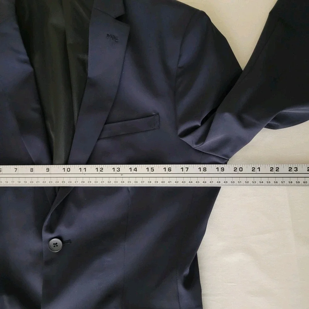 Zara Man Navy Blue Two Button Slim Fit Blazer Suit Jacket AW16 USA 38